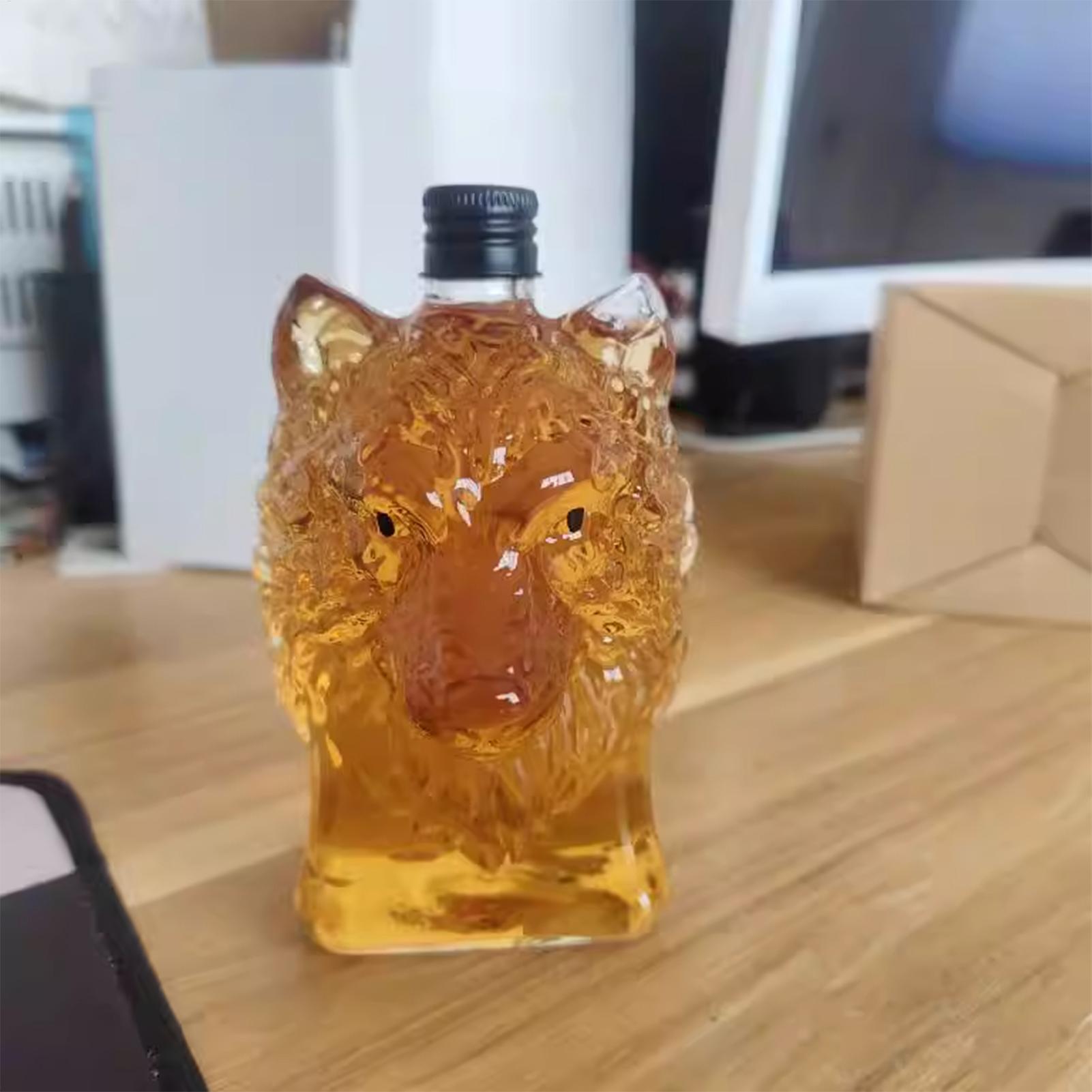 Glass Decanter Whiskey - オオカミアート像ワインボトルウイスキーグラスユニークなウイスキーオオカミヘッドグラスデカンターオオカミをテーマにしたグラスワインボトルワイン容器