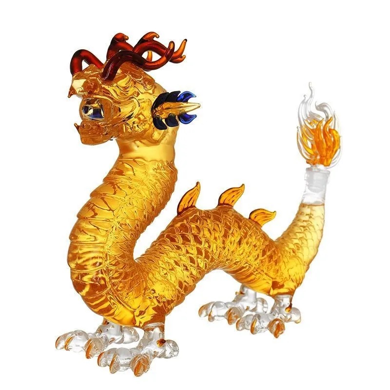Glass Decanter Whiskey - 龍の形をした中国の十二支ウイスキーデカンタガラス製アルコールボトル、リキュール、スコッチ、バーボン用、男性へのギフト、彼への贈り物、1000ml