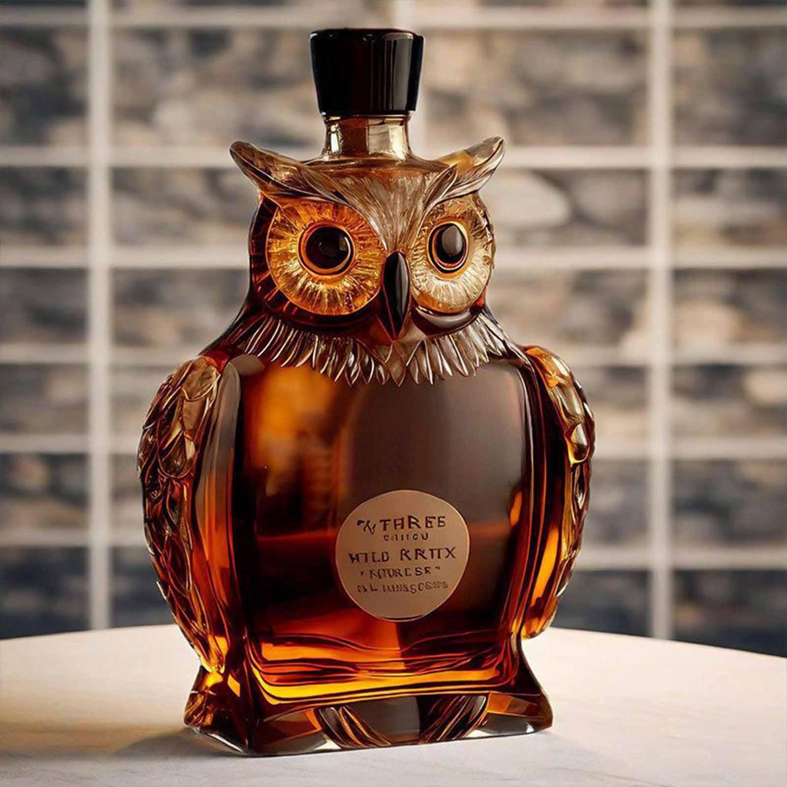 Glass Decanter Whiskey - フクロウ型ホームバーデカンター 350ml ヴィンテージガラスボトル ウイスキーディスプレイ用のエレガントな装飾、レストラン、家族の集まり、パーティーに最適