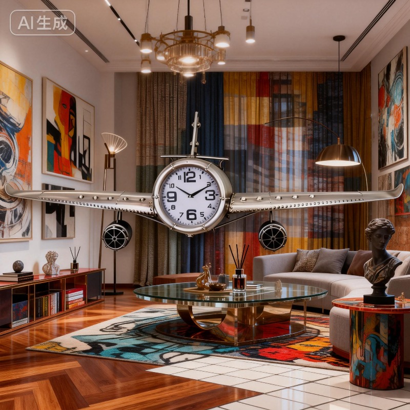 Luxury Lifestyle Living - リビングルームサイレント壁掛け時計クリエイティブ高級漫画飛行機型壁掛け時計アートファッションメタル飛行機家の装飾