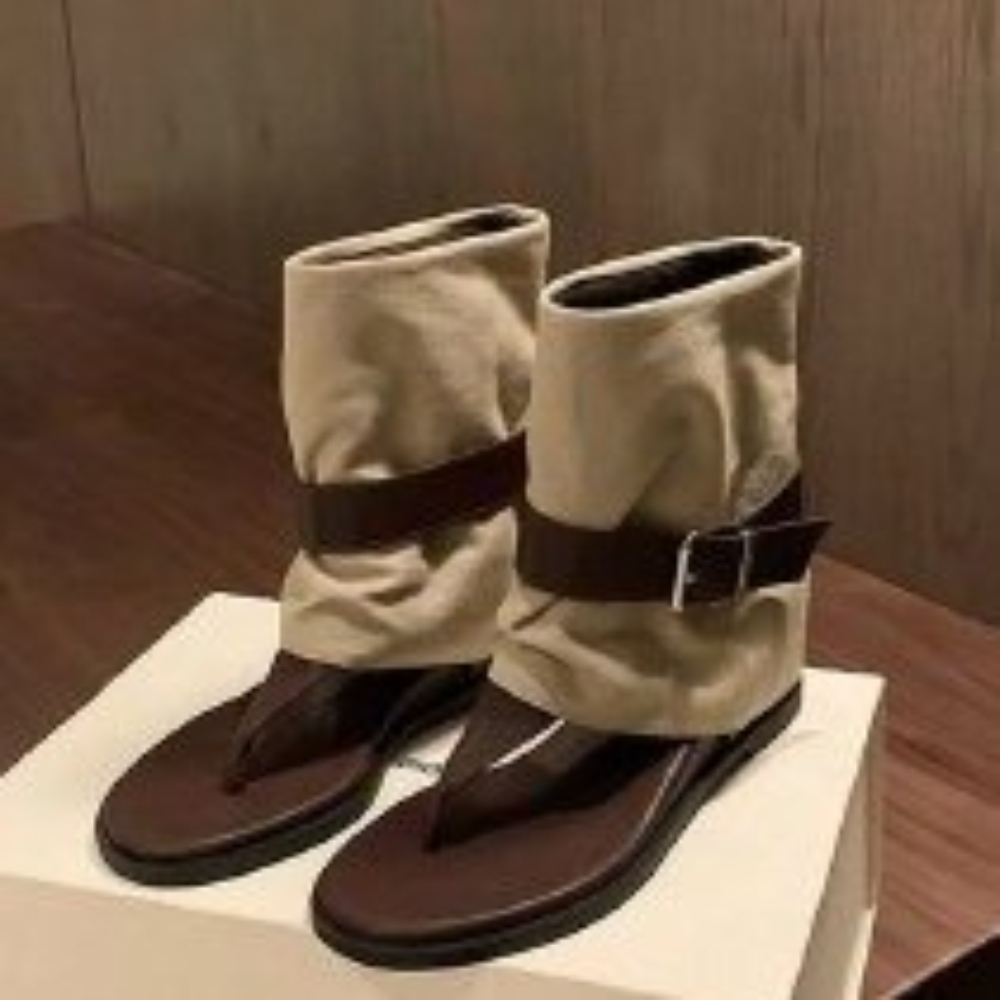 Velvet Jewelry Box - 女性用ヴィンテージカラーブロックトゥリングサンダル、ベルトバックル付き折りたたみ式スエードローマンブーツ、フラットヒールグラディエーターシューズ
