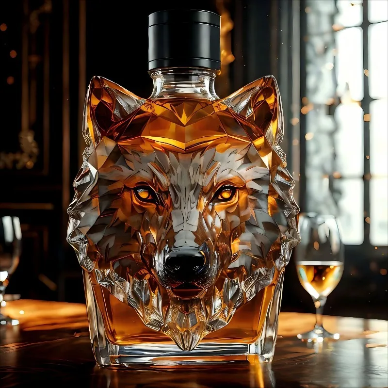 高硼珪酸ガラス製狼頭型酒瓶、創造的な形のデカンター、ウイスキ - Glass Decanter Whiskey のレビューと価格