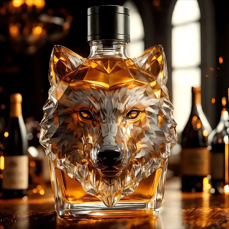 高硼珪酸ガラス製狼頭型酒瓶、創造的な形のデカンター、ウイスキ - Glass Decanter Whiskey のレビューと価格