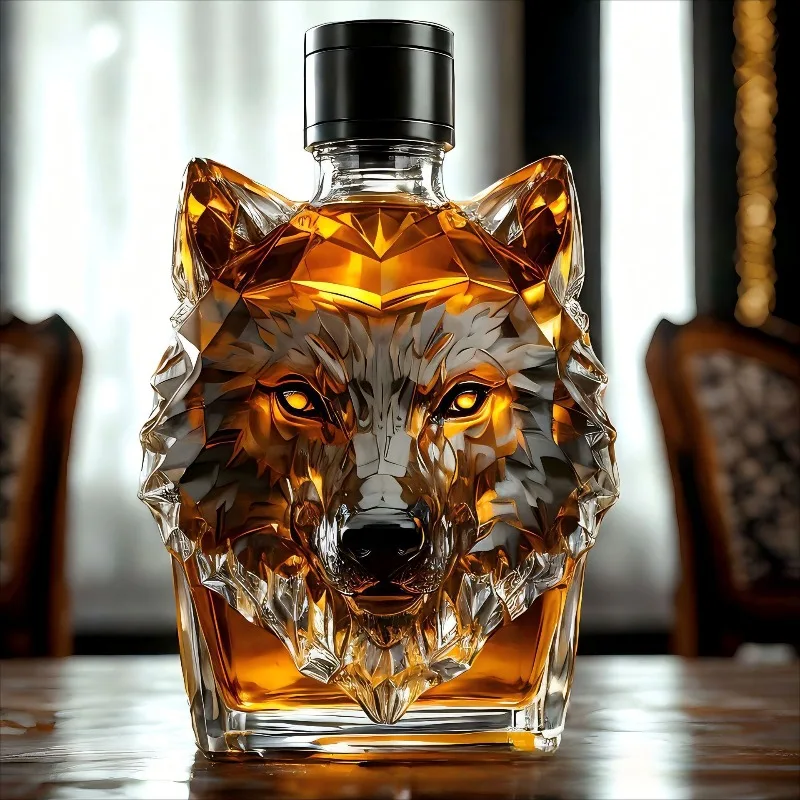 高硼珪酸ガラス製狼頭型酒瓶、創造的な形のデカンター、ウイスキ - Glass Decanter Whiskey のレビューと価格