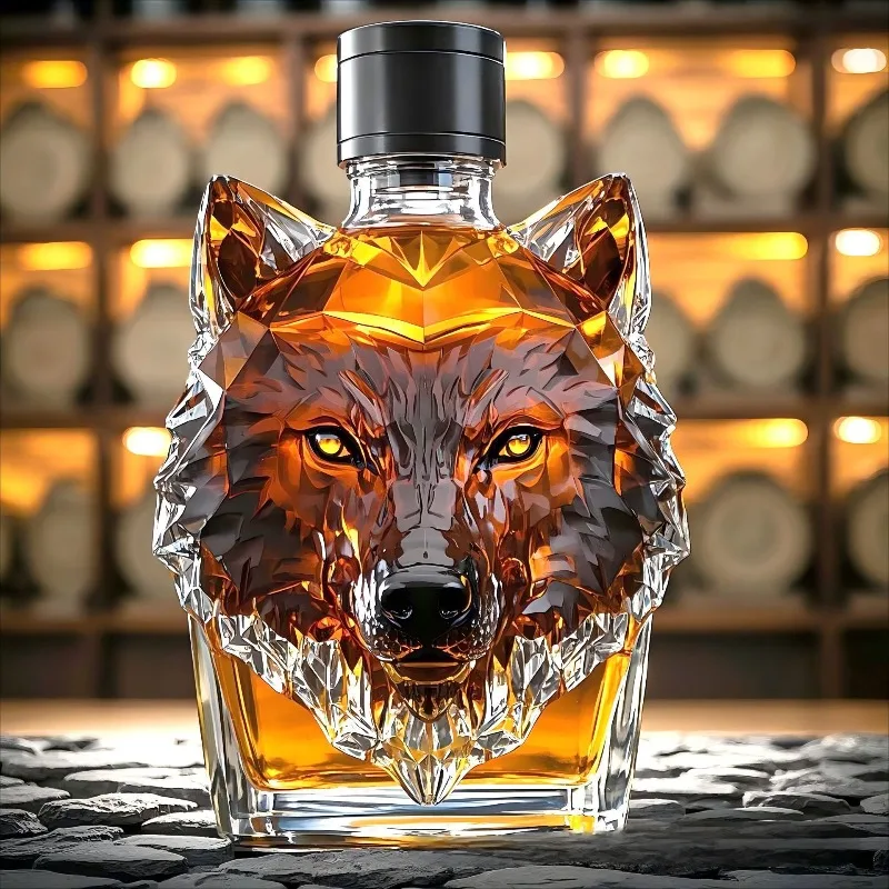 高硼珪酸ガラス製狼頭型酒瓶、創造的な形のデカンター、ウイスキ - Glass Decanter Whiskey のレビューと価格