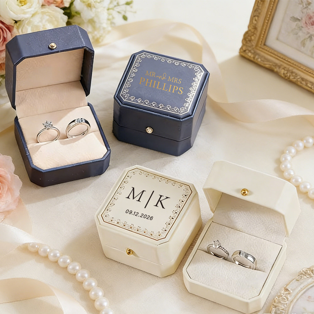 パーソナライズされたフェイクレザーリングボックス、ベルベット - Velvet Jewelry Box のレビューと価格