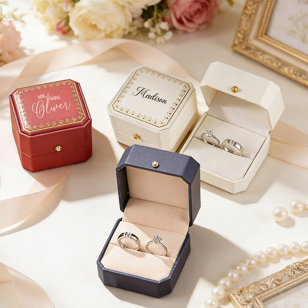 パーソナライズされたフェイクレザーリングボックス、ベルベット - Velvet Jewelry Box のレビューと価格