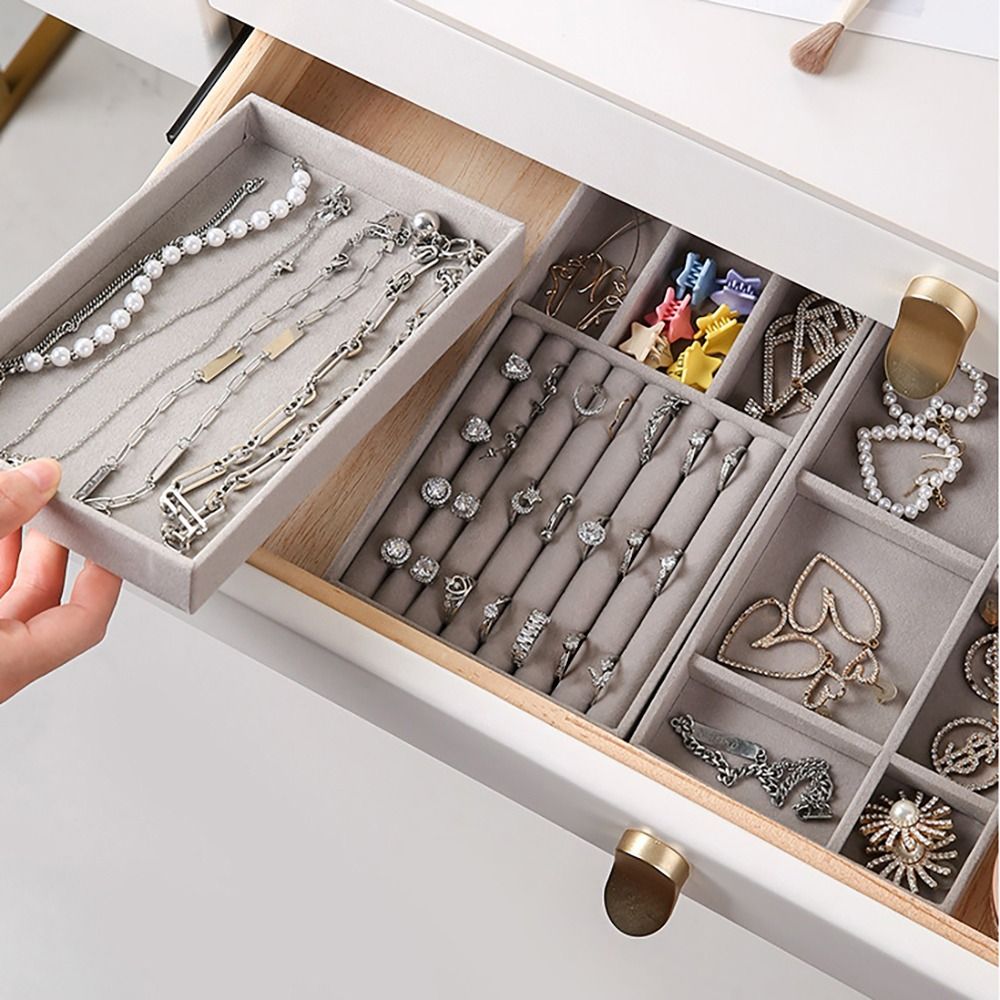 引き出し式収納ボックス、積み重ね可能なベルベット製ジュエリー - Velvet Jewelry Box のレビューと価格