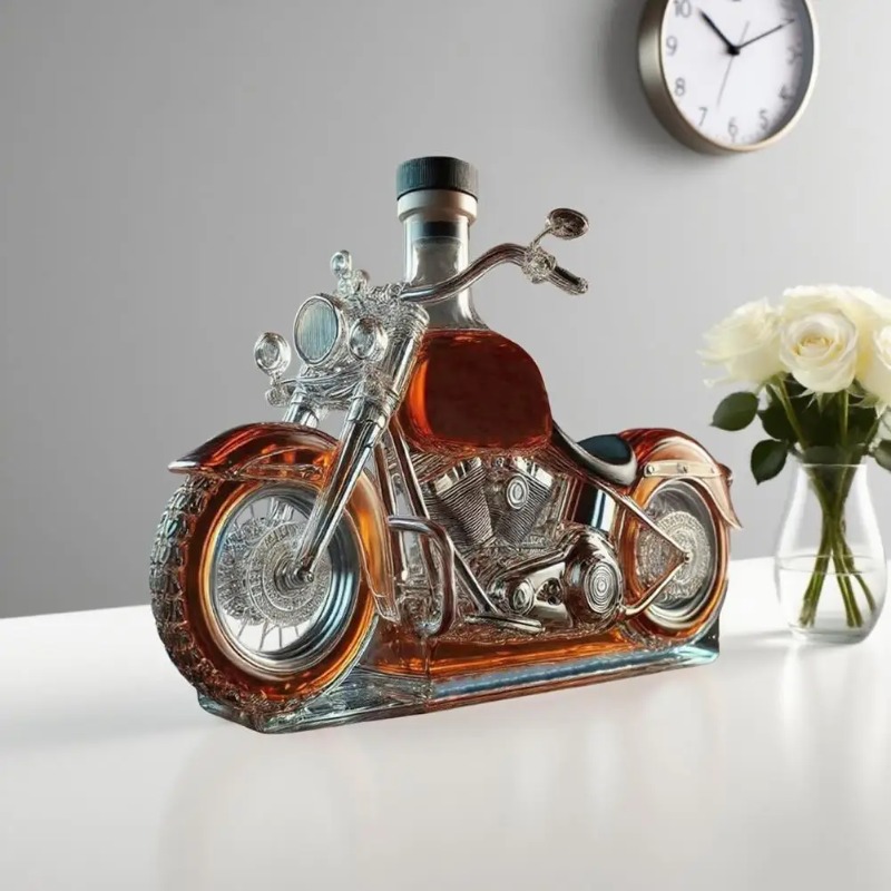 オートバイスタイルのウイスキーデキャンタ、手作りガラス製ウイ - Glass Decanter Whiskey のレビューと価格