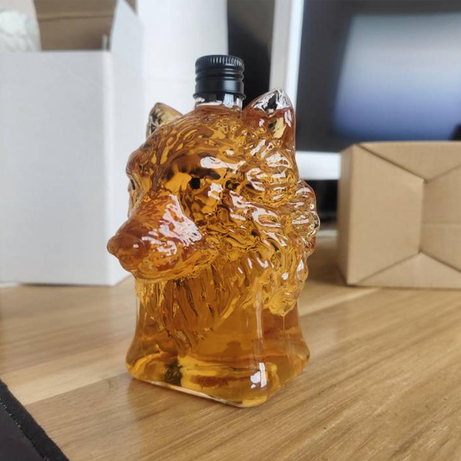 オオカミアート像ワインボトルウイスキーグラスユニークなウイス - Glass Decanter Whiskey のレビューと価格