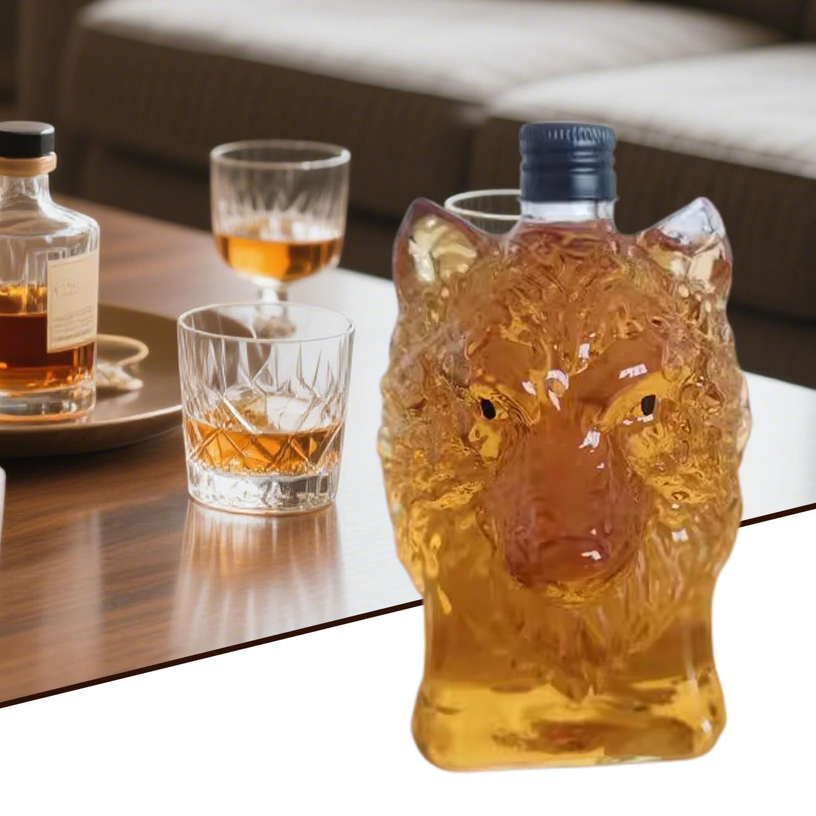 オオカミアート像ワインボトルウイスキーグラスユニークなウイス - Glass Decanter Whiskey のレビューと価格