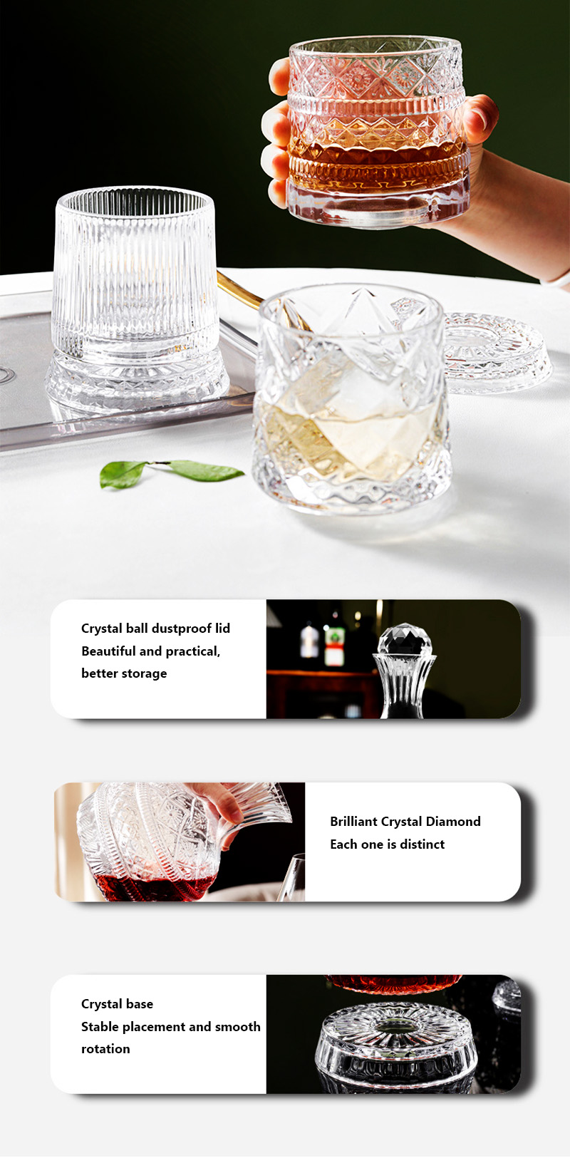 Deouny-ヨーロッパのスターダイヤモンド回転ワインデカン - Glass Decanter Whiskey のレビューと価格