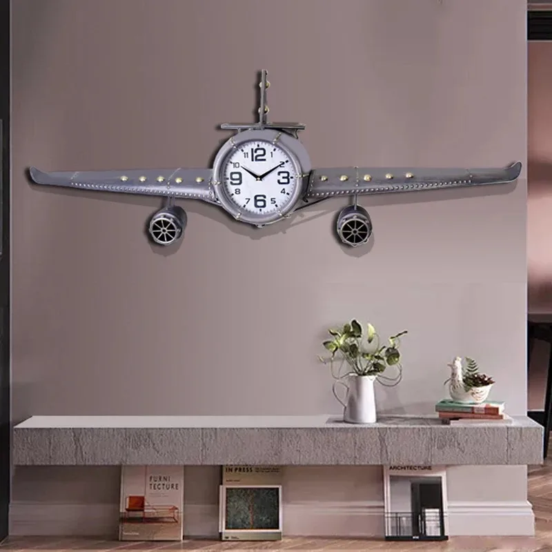 リビングルームサイレント壁掛け時計メタル飛行機クリエイティブ - Luxury Lifestyle Living のレビューと価格