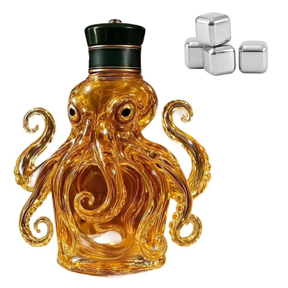 3D彫刻タコ型ウイスキーデカンターガラスボトルホームバー装飾 - Glass Decanter Whiskey のレビューと価格