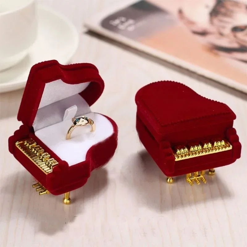 かわいいピアノの形をしたベルベットの指輪ボックス,婚約指輪, - Velvet Jewelry Box のレビューと価格