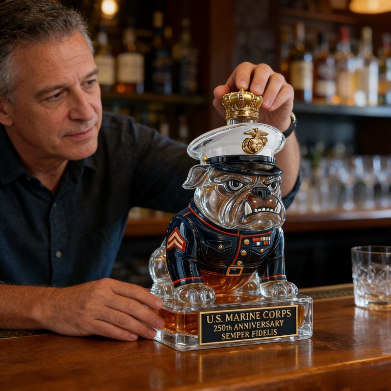 米国海兵隊ブルドッグウイスキーデキャンタ、250周年記念ミリ - Glass Decanter Whiskey のレビューと価格