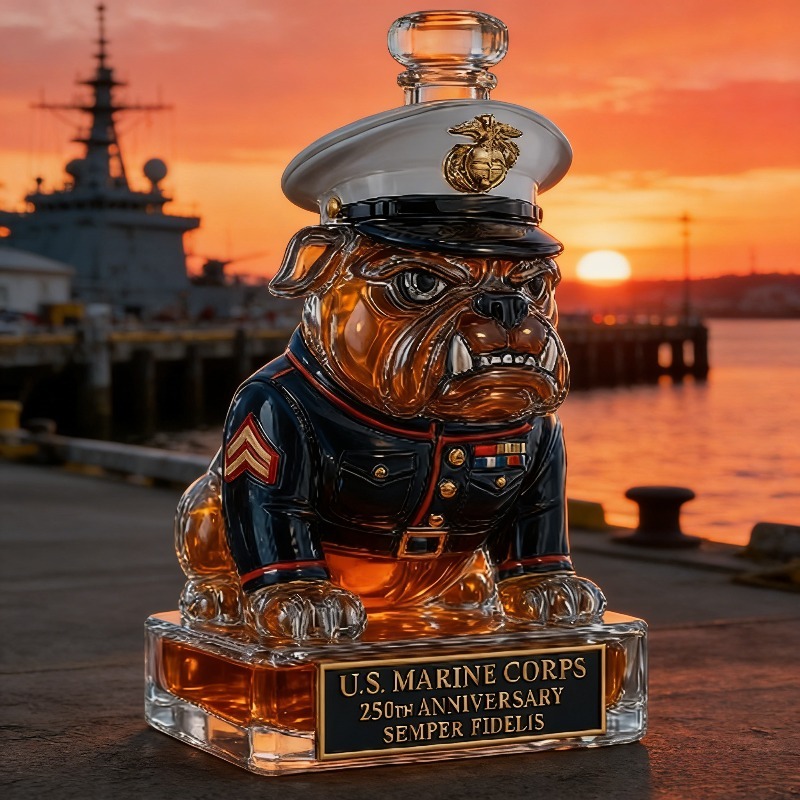 米国海兵隊ブルドッグウイスキーデキャンタ、250周年記念ミリ - Glass Decanter Whiskey のレビューと価格