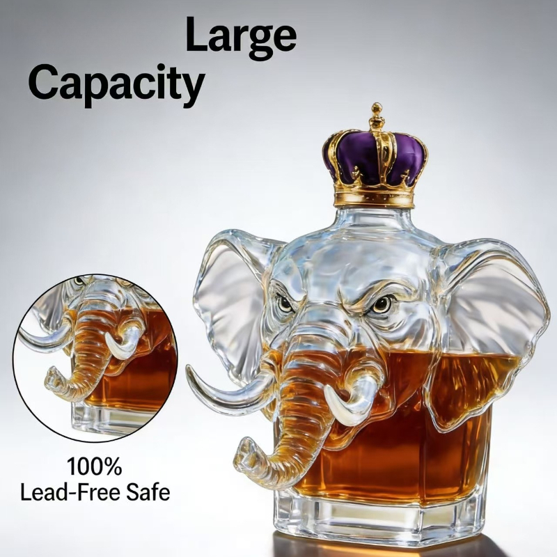 ユニークな象のウイスキーデカンター高透明ガラスオーナメント面 - Glass Decanter Whiskey のレビューと価格