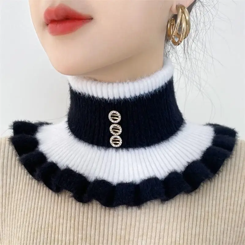 2025 新ニットストライプラペル襟暖かさネックカバー女性の - Velvet Jewelry Box のレビューと価格