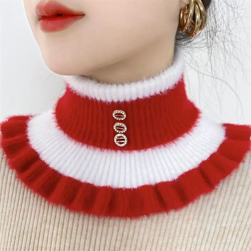 2025 新ニットストライプラペル襟暖かさネックカバー女性の - Velvet Jewelry Box のレビューと価格