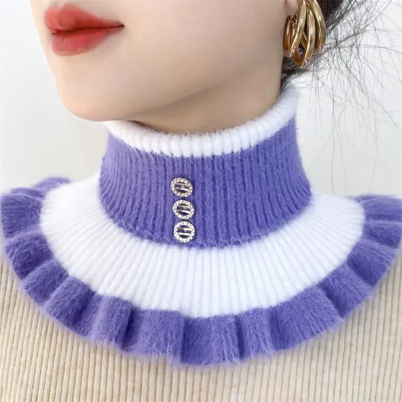 2025 新ニットストライプラペル襟暖かさネックカバー女性の - Velvet Jewelry Box のレビューと価格