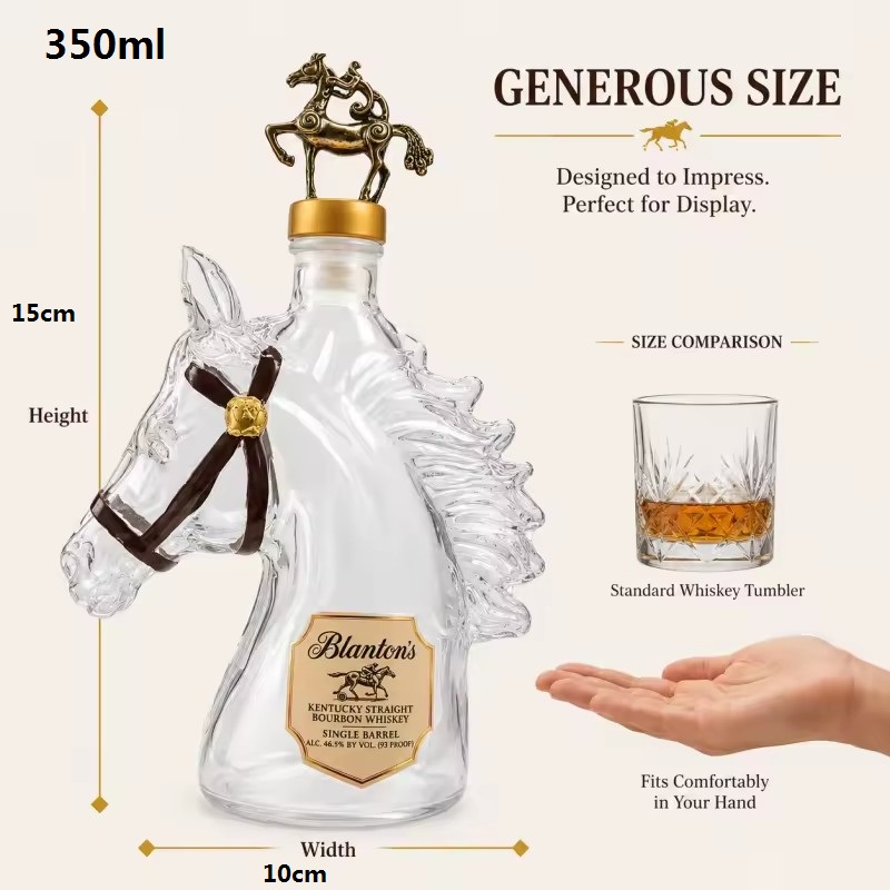 350ml馬型ガラス製ウイスキーデカンター、クリエイティブな - Glass Decanter Whiskey のレビューと価格